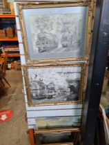 Two original pencil drawings of Steam Trains, one signed Dennis Griffiths and one other oil of naval