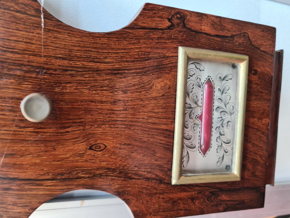 A large Victorian Rosewood Banjo Barometer by F Amadio, 35 Moorgate Street, the dial 32cm approx - Image 3 of 5