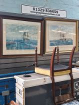 Two pencil signed prints of sailing ships one being H M S Beagle by John Chancellor both having blin