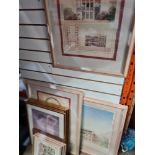 A quantity of pictures to include a pair of Repro architectural prints
