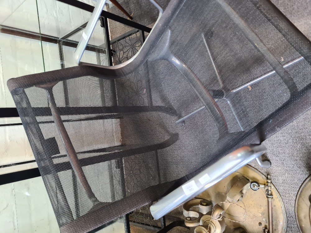 A late 20th Century Charles Eames Vitra office desk chair, aluminium supports with black mesh cover, - Image 3 of 4