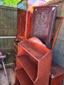 Various household furniture to include a small carved oak hanging corner cupboard