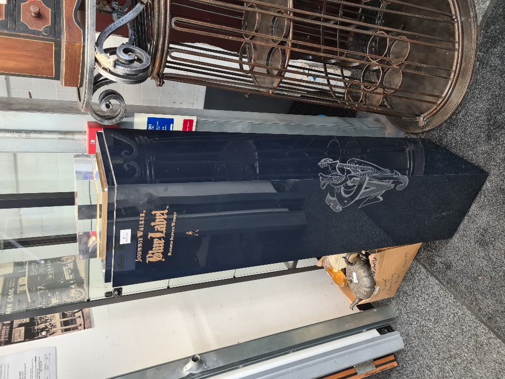 A Johnnie Walker Whisky presentation pillar with clear Perspex top, 128cm x 28cm x 28cms, weight 30-