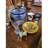 A mixed lot to include glassware, a Beswick Donkey, etc