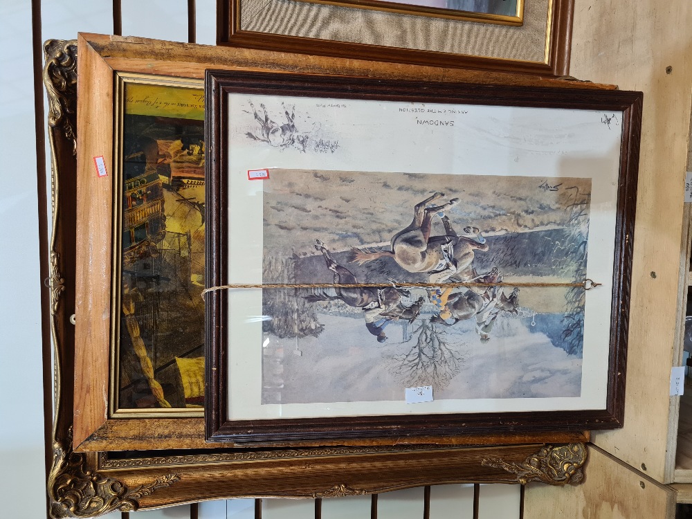 An oil painting depicting dead pheasant and 3 other pictures