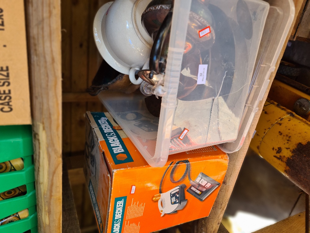 A Black & Decker paint stripper and box of sundry