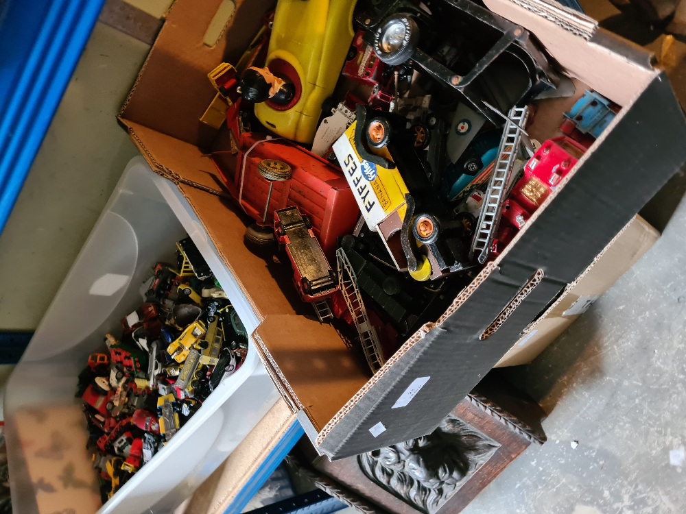 Two trays of playworn diecast and similar