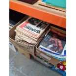 Two cartons of boxing related magazines and papers, including "The Ring"