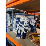 Two ceramic pot stands in the form of elephants, one AF