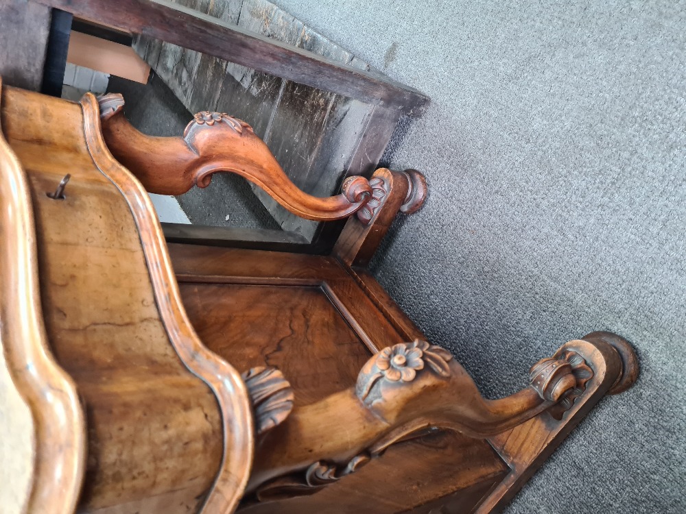 A Victorian walnut Davenport having four side drawers and carved scroll supports - Image 3 of 7