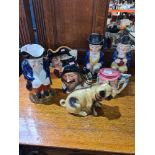 An antique Toby Jug having tricorn lid and others