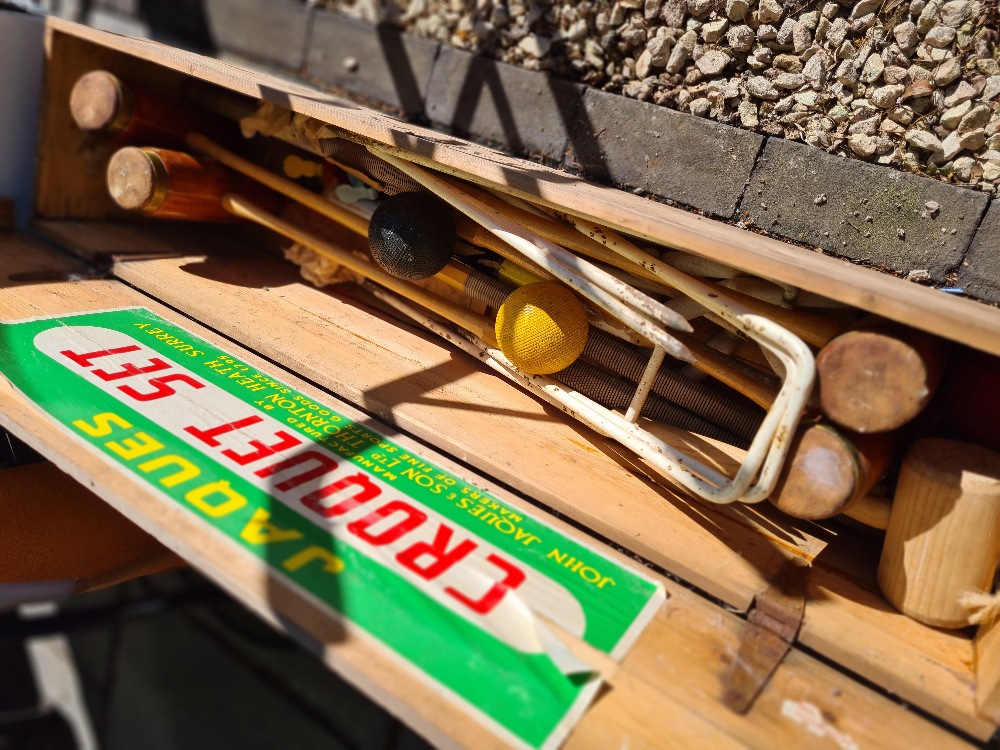 A vintage Jaques Croquet set with 4 mallets - Image 3 of 3