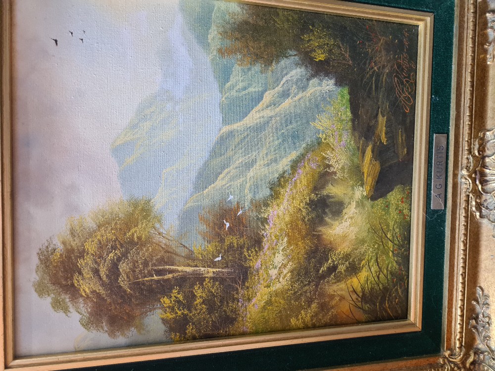 A 20th Century, oil on board of figures beside cottage is landscape signed Rima Arsm and 3 other pai - Image 2 of 4