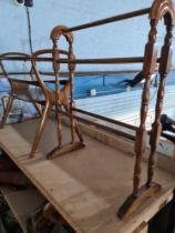 A vintage 3 tier table having removable tray top and a towel airer