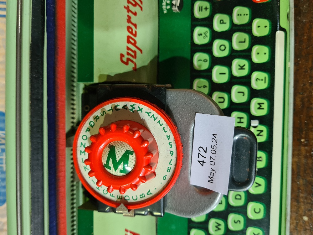 A Mettoy Supertype tin plate toy typewriter, with original box - Image 2 of 3