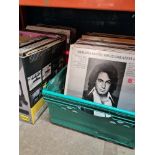Three boxes of vinyl LP records and a small amount of 7 inch singles. LPs mixed genres but to includ