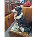 A large resin seated sheep dog