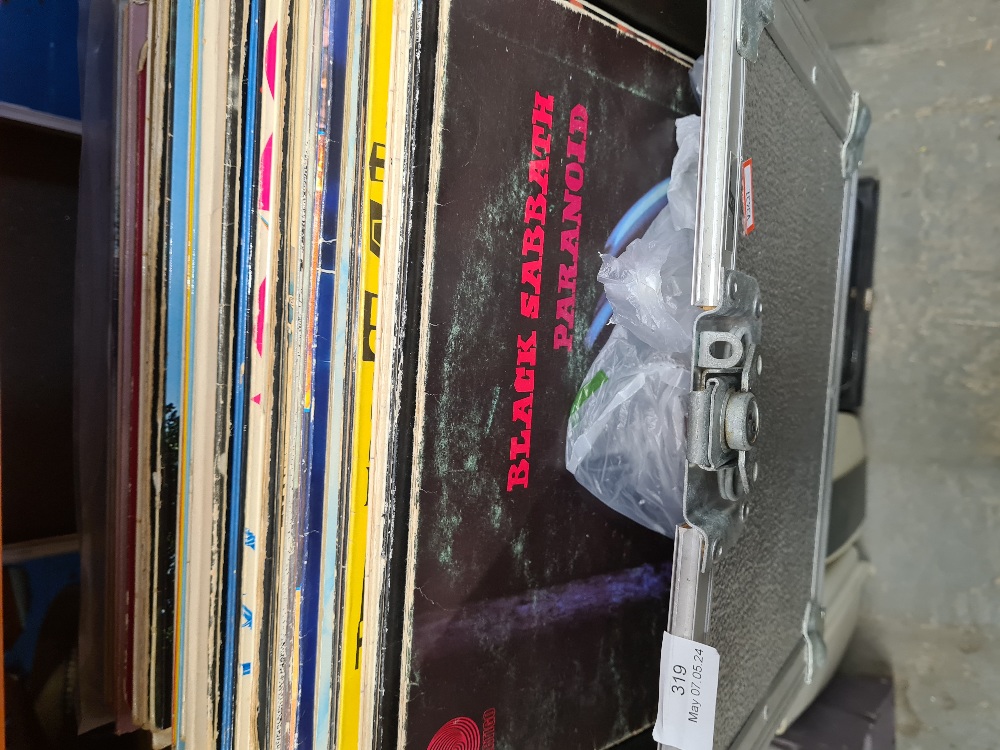 1 case of Punk, metal and rock vinyl LPs from the 1980s including bands such as Black Sabbath, Led Z