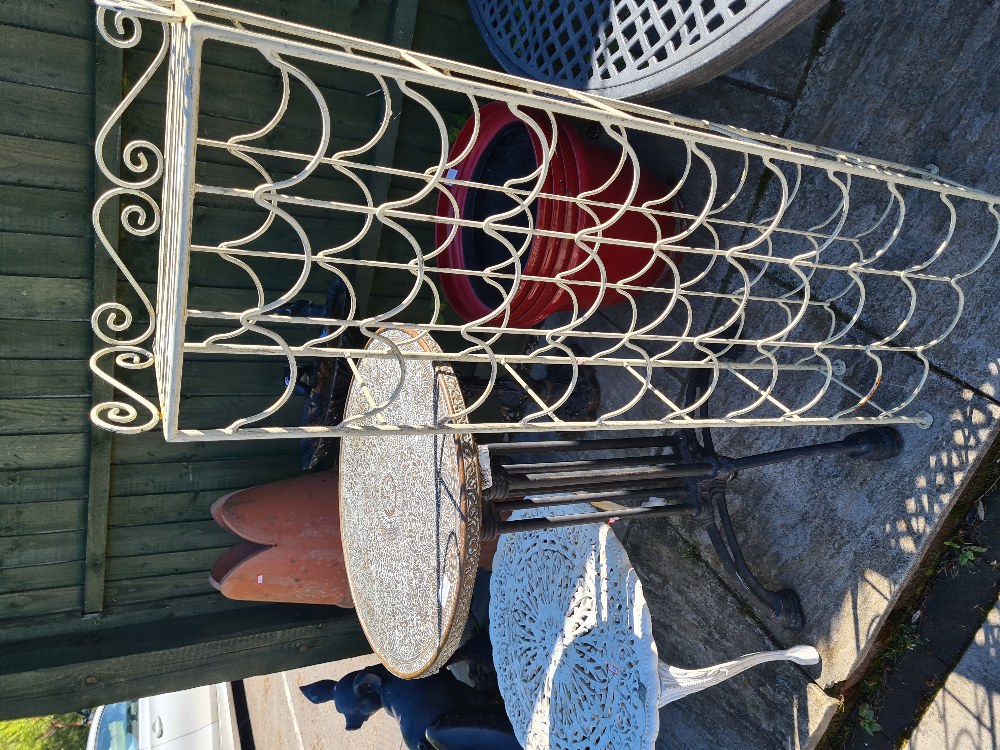 A sundry lot to include a metal wine rack and two tables - Image 2 of 6