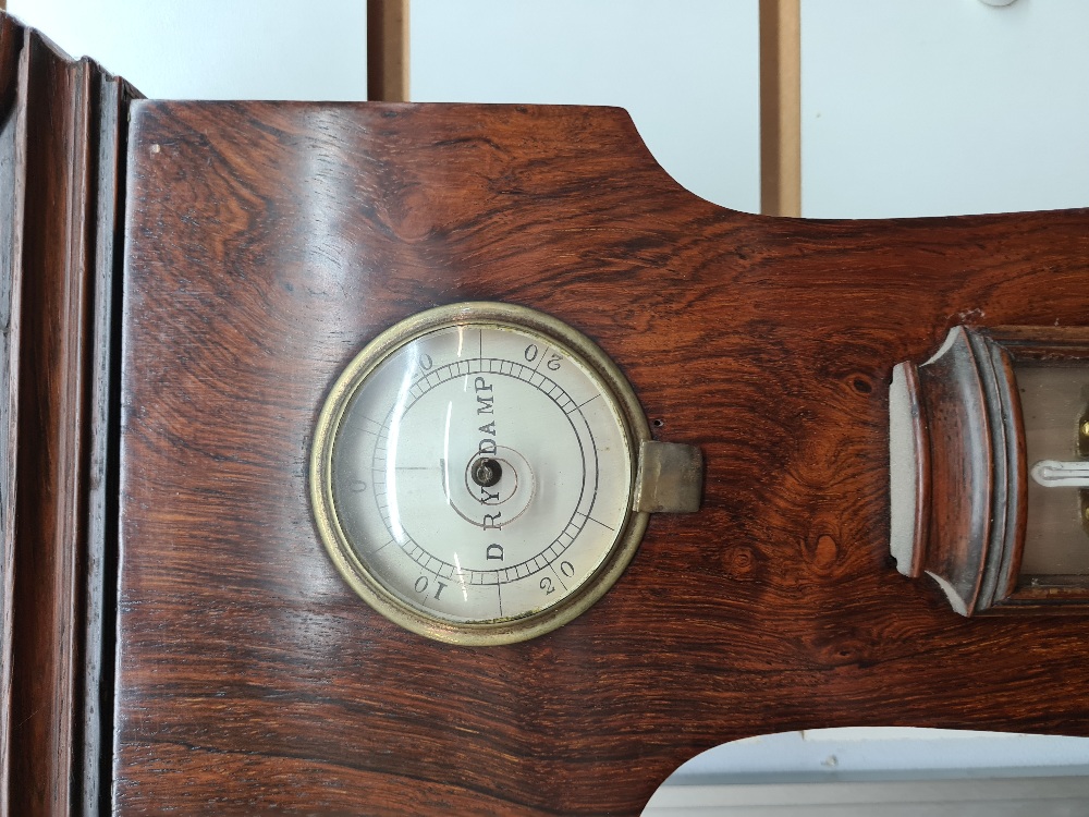 A large Victorian Rosewood Banjo Barometer by F Amadio, 35 Moorgate Street, the dial 32cm approx - Image 5 of 5