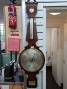 A large Victorian Rosewood Banjo Barometer by F Amadio, 35 Moorgate Street, the dial 32cm approx