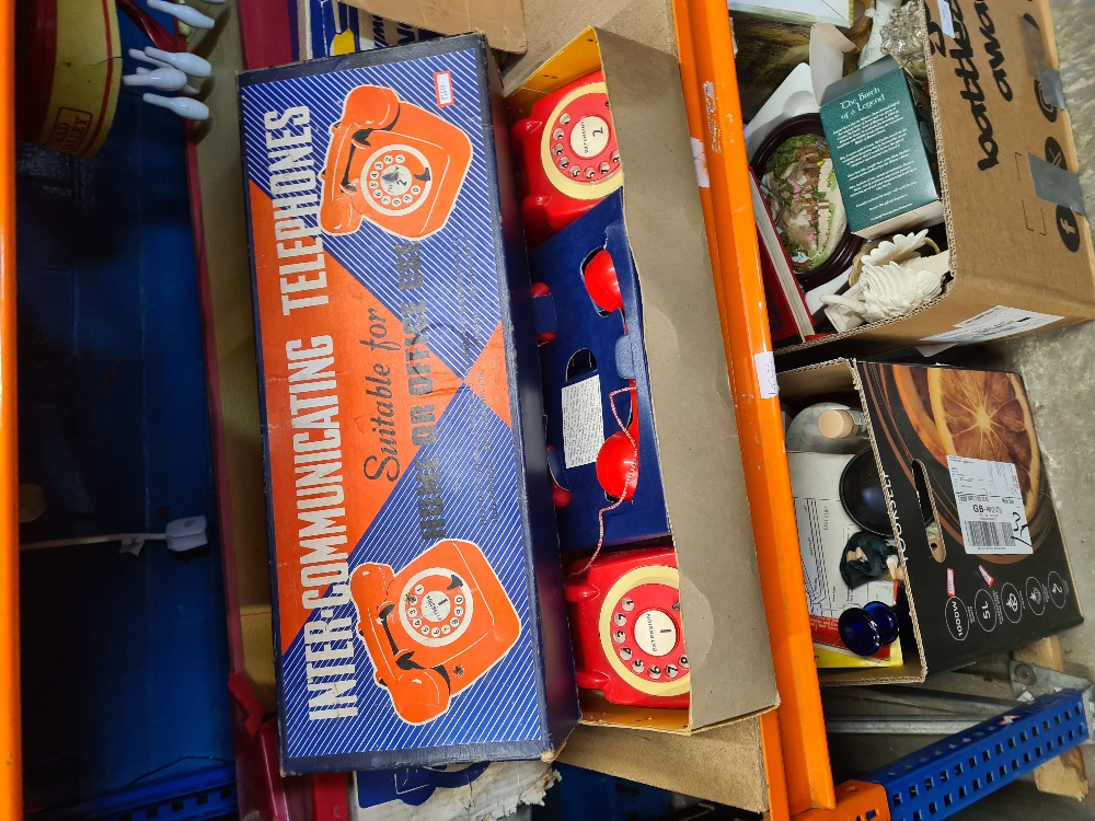 A vintage Chad Valley bowling Alley with original box and a boxed set of children's telephones by A. - Image 3 of 3