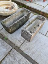 Two reconstituted garden troughs