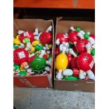 M & M's, two boxes of figure dispensers medium and small examples, mainly holding Easter eggs and pr