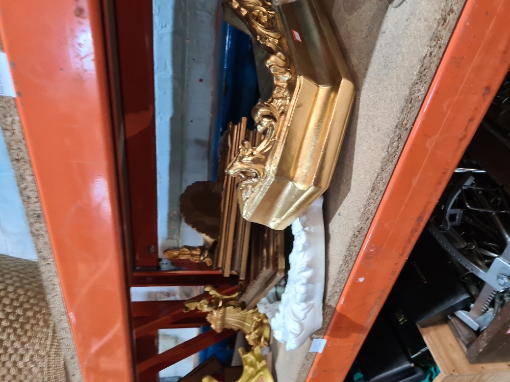 A quantity of modern gilt wall brackets, picture frames and similar