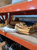 A quantity of modern gilt wall brackets, picture frames and similar