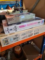 three models in boxes including Tamiya, etc A/F