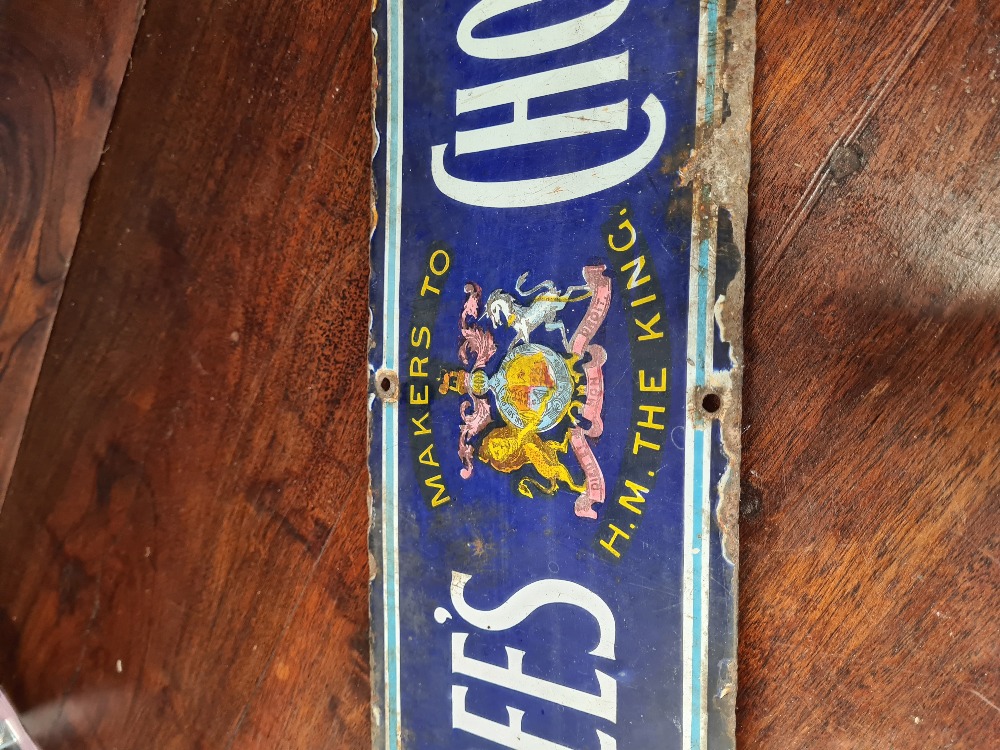 An early 20th Century Rowntree's Chocolates enamel sign, with Royal Crest, 62.5cm - Image 2 of 3