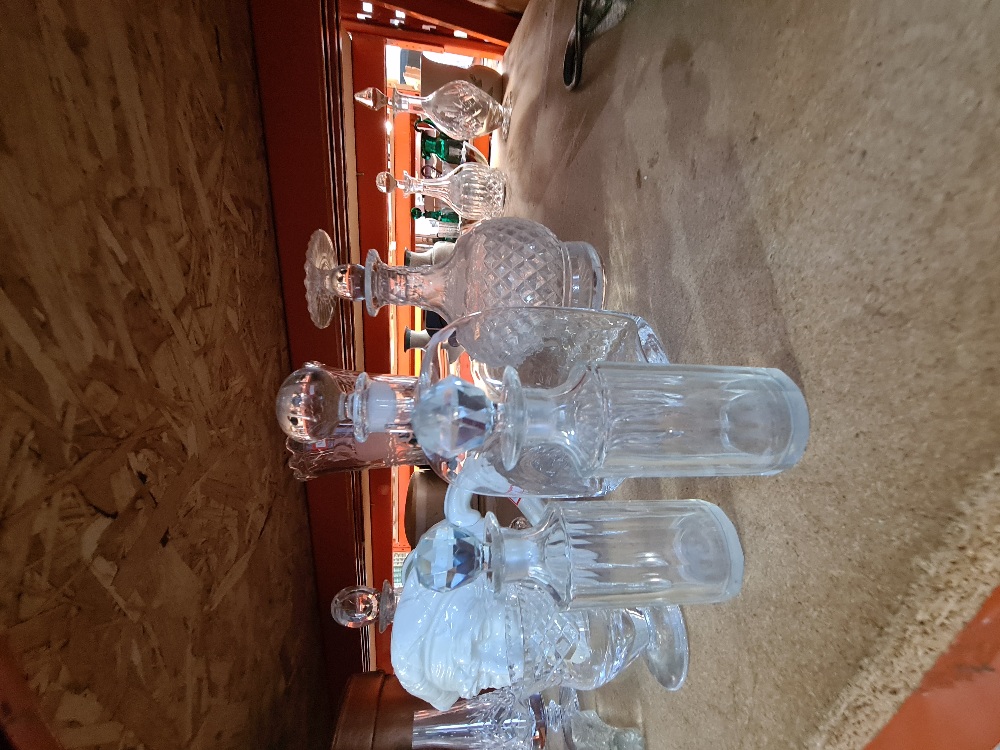 A plain white Doulton character jug of Old Mac, 3 decanters and other glassware - Image 2 of 3
