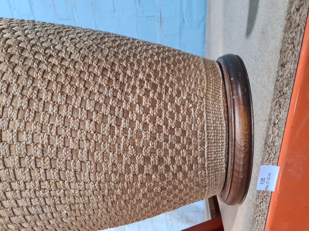 A large cane covered lamp on wooden base - Image 2 of 2