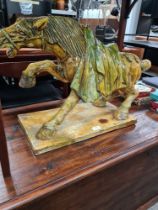 A large glazed Tang Horse on oblong base