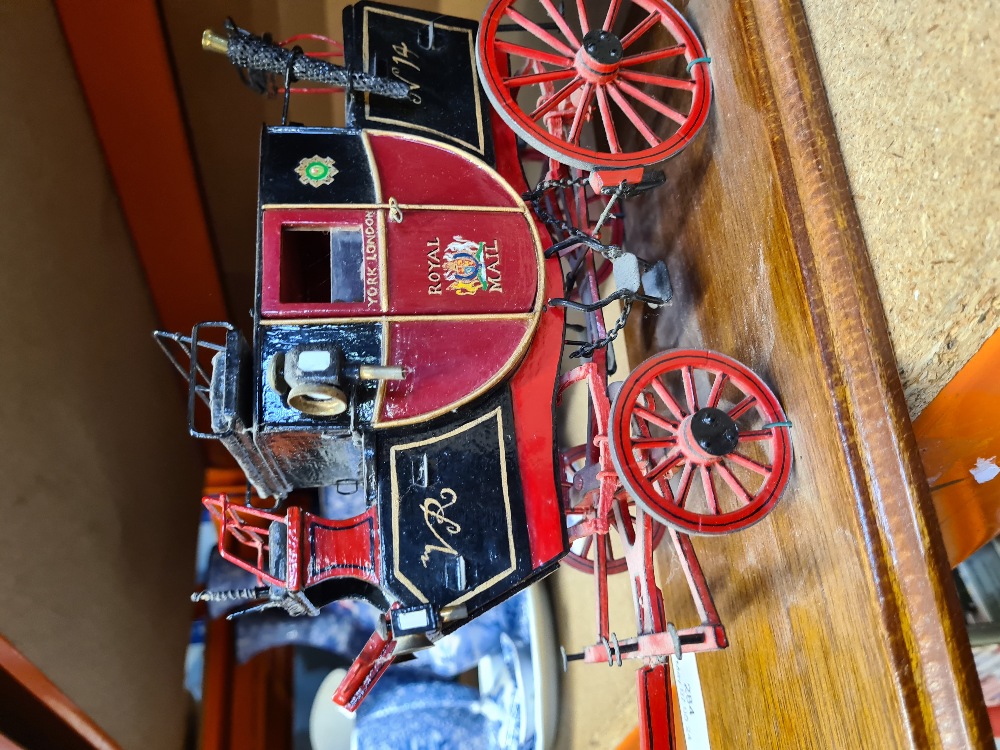 A wooden model of a Royal Mail Coach from the early 19th Century, on wooden base - Image 3 of 3