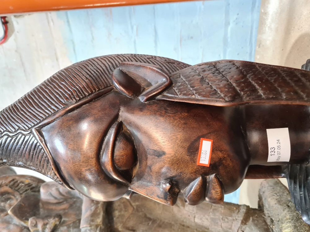 A large African carved wooden bust of Lady and a resin figure of the Mad Hatter - Image 2 of 2