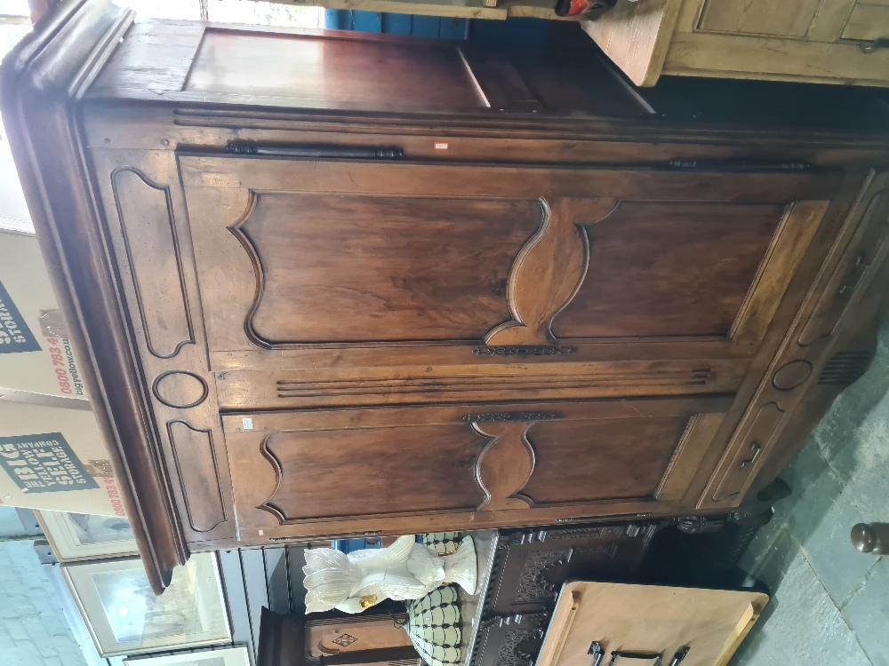 A beautiful French antique Walnut two door Armoire, having one long drawer, the interior shelved, 15 - Image 7 of 7
