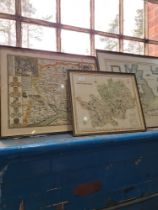 An antique map of Hertfordshire and two other reproduction maps