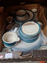 A tray of Wedgwood blue pacific dinnerware