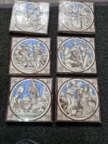 John Moyr Smith, 6 Mintons Tiles decorated Knights and figures and other tiles