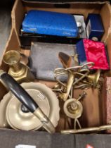 A mixture of Silver Plate and brassware including model of a Spitfire, etc
