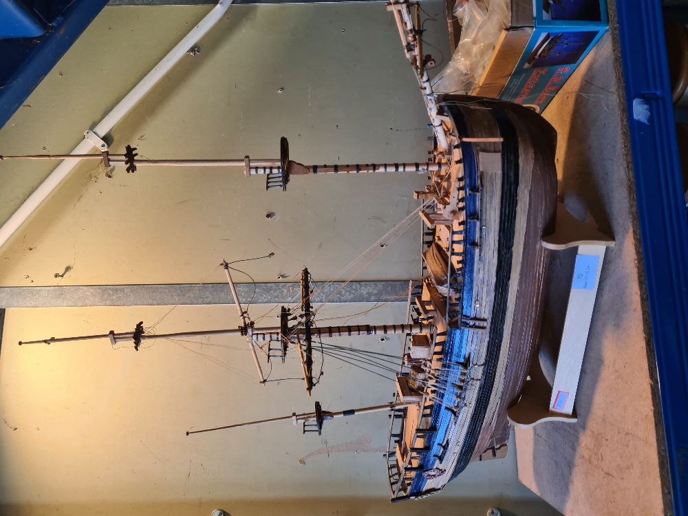 A part built Caldercraft H.M. Bark Endeavour on stand with remaining boxed contents and tools - Image 2 of 5