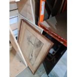 A small quantity of pictures to include two original etchings by E Sharland. This Lot includes two