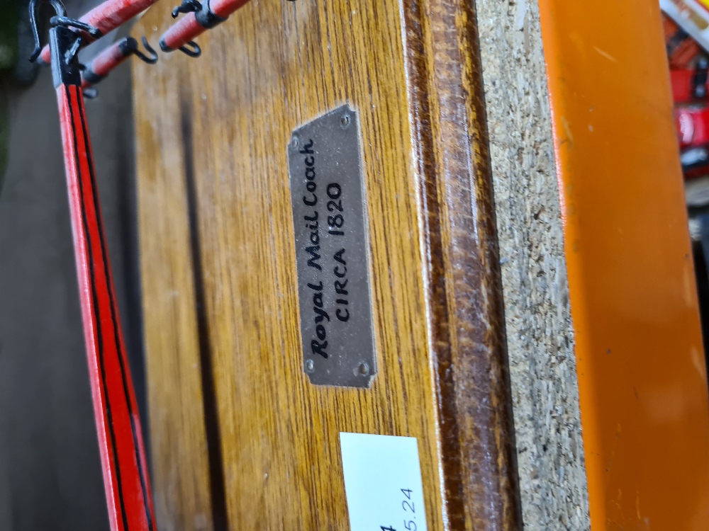 A wooden model of a Royal Mail Coach from the early 19th Century, on wooden base - Image 2 of 3