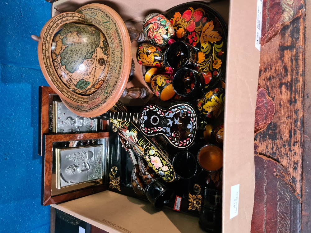 A mixed lot to include Russian Papier Mache items