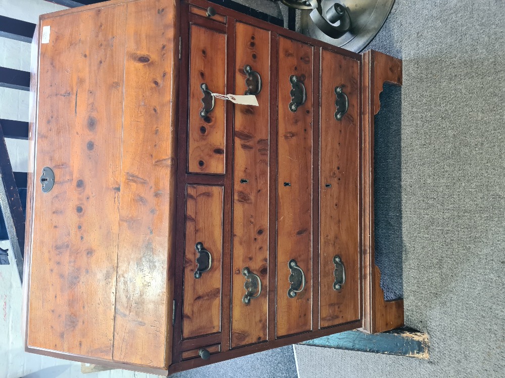 Writing bureau with brass fittings, with green Moroccan leather inserts - Image 6 of 10