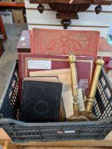 Two brass and copper horse grooming brushes and ephemera by repute one belonging to Kaiser Wilhelm I
