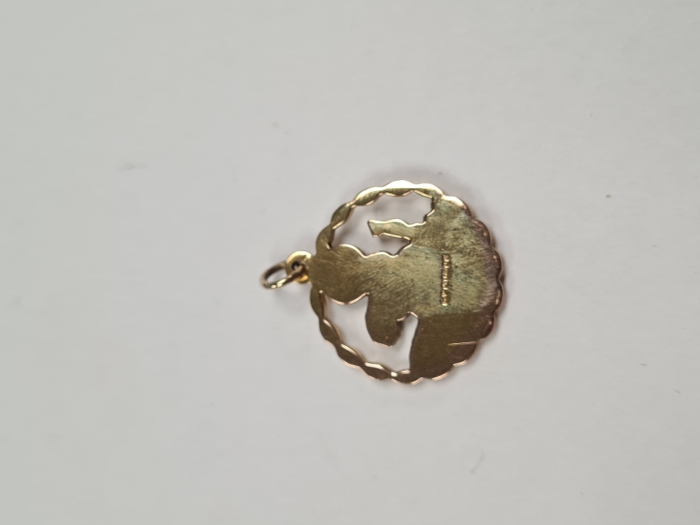 9ct yellow gold St Christopher pendant, 2cm diameter marked 375, London GJ Ltd., for Georg Jensen, a - Image 2 of 3