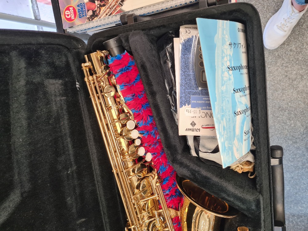 A Yamaha Saxophone in fitted case with related books and music stand - Image 3 of 5